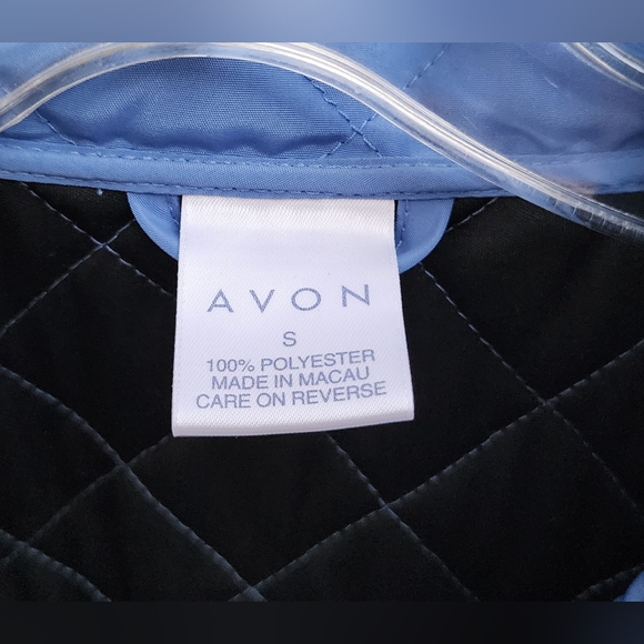 SMALL women AVON blue quilted jacket long sleeve collar snap buttons lightweight - Picture 4 of 16
